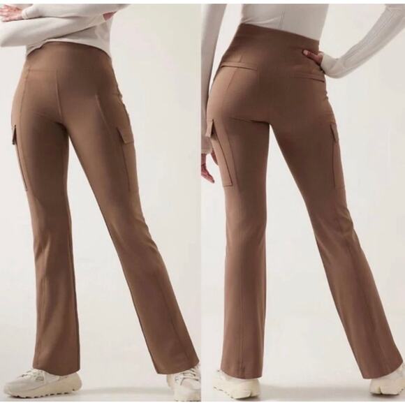 ATHLETA Delancey Straight Cargo Pant Rustic Beige Stretch Women's L - Picture 1 of 9